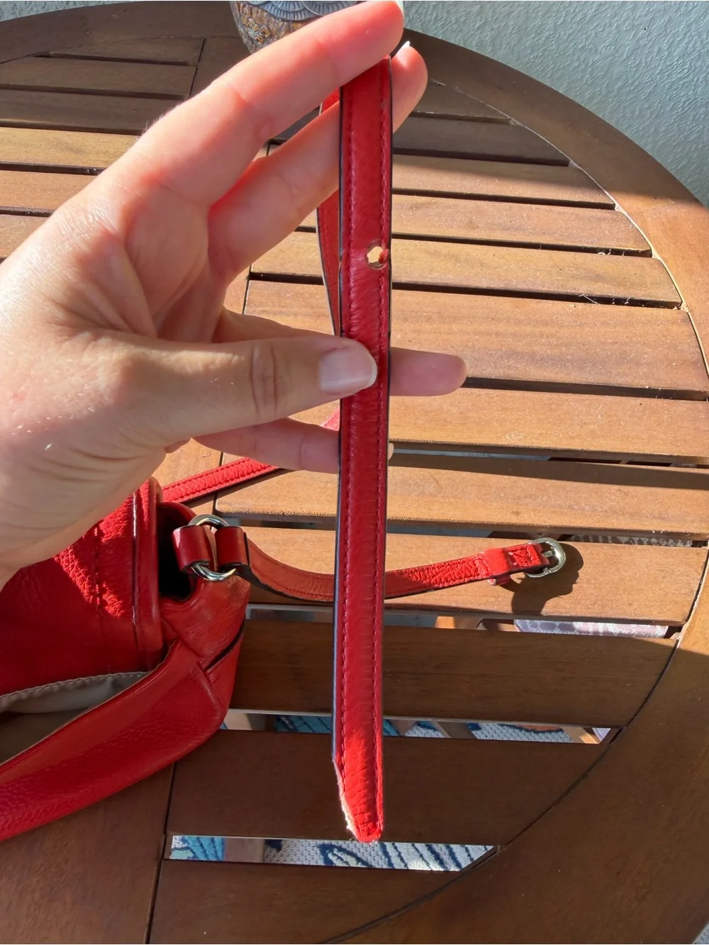 Coach Red Pebbled Leather Crossbody with Turnlock